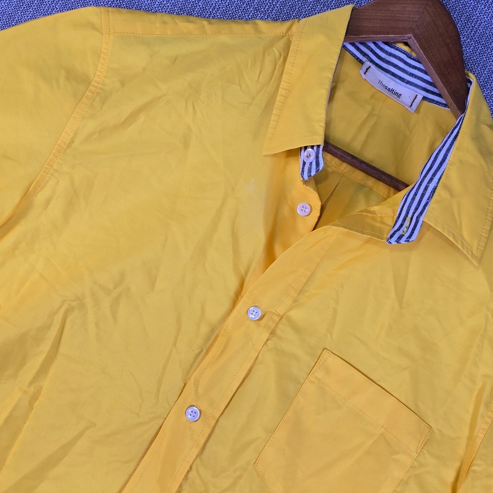 thesalting Regatta Yacht Shirt Mens L Yellow Nautical Awning Stripes Performance